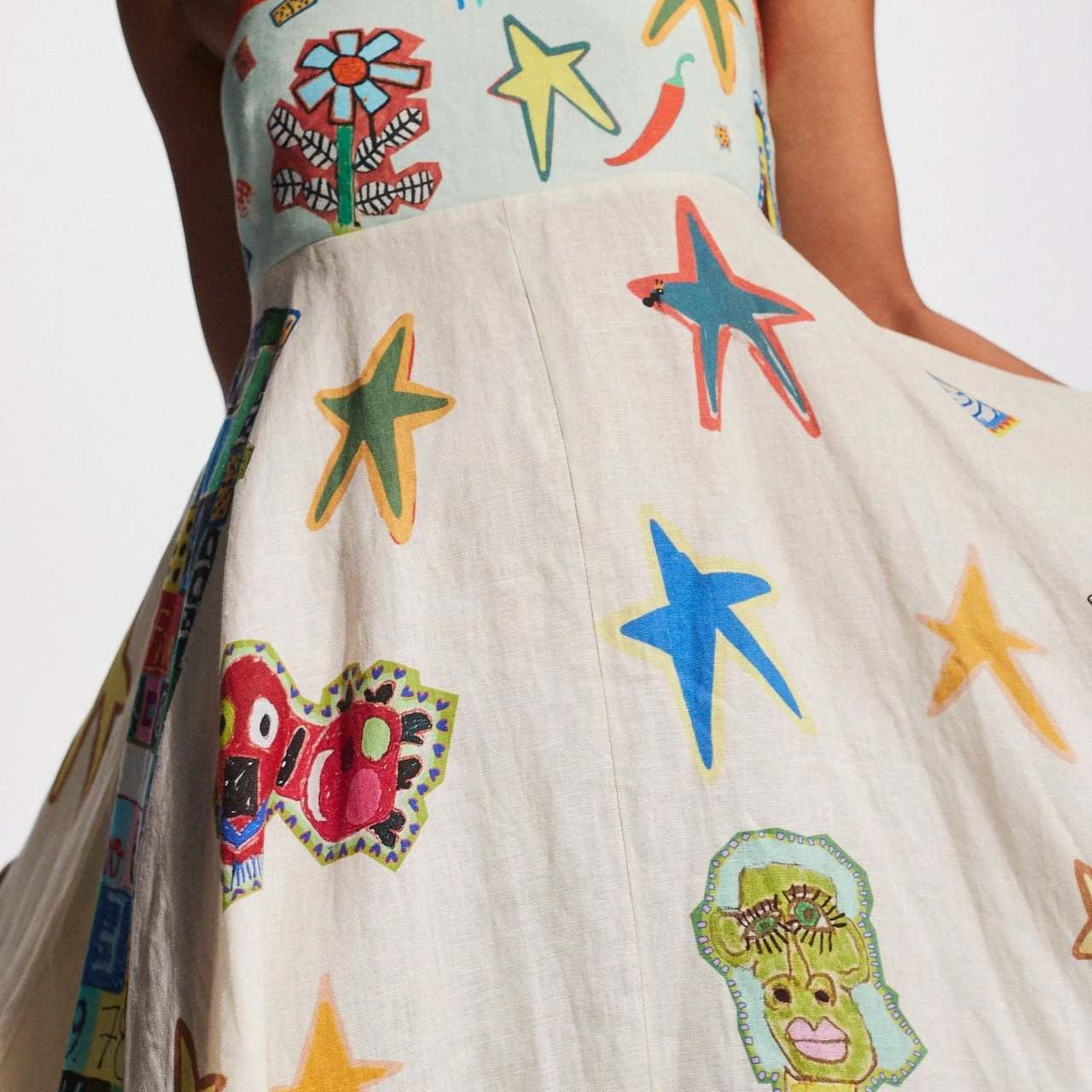 Cute Graffiti Cotton Linen Dress