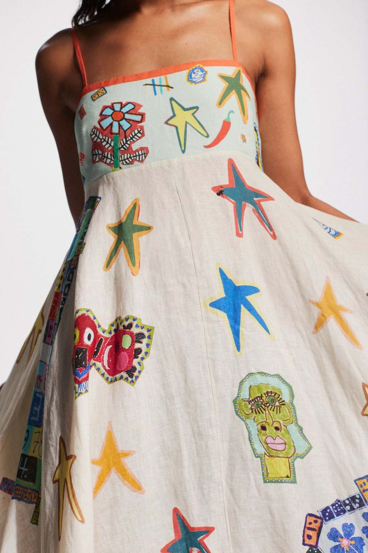 Cute Graffiti Cotton Linen Dress