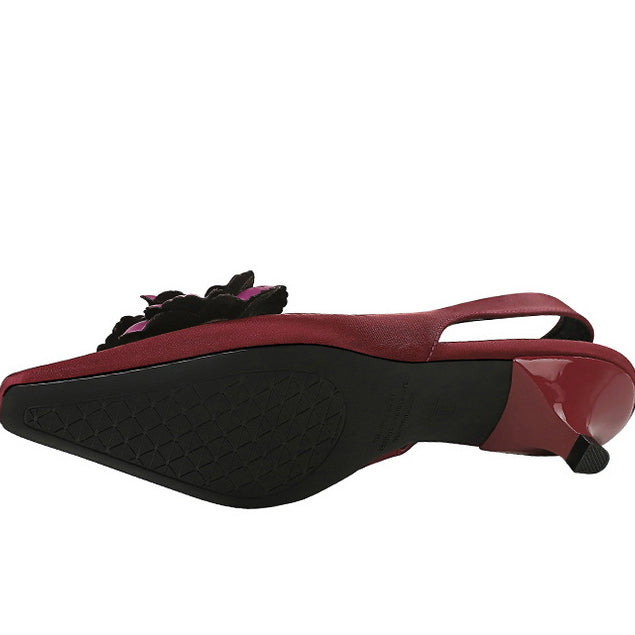 High Grade Floral Pointed Mid Heel Sandals