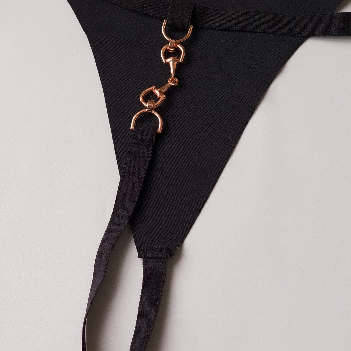 Sexy pure lady T shaped panties featuring black thong with gold hardware