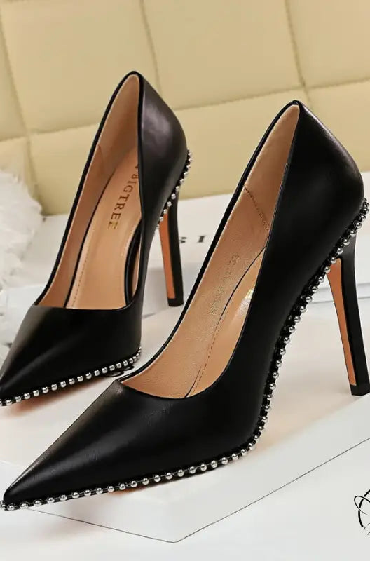 Black studded stiletto heels in Party Thinner High Heels
