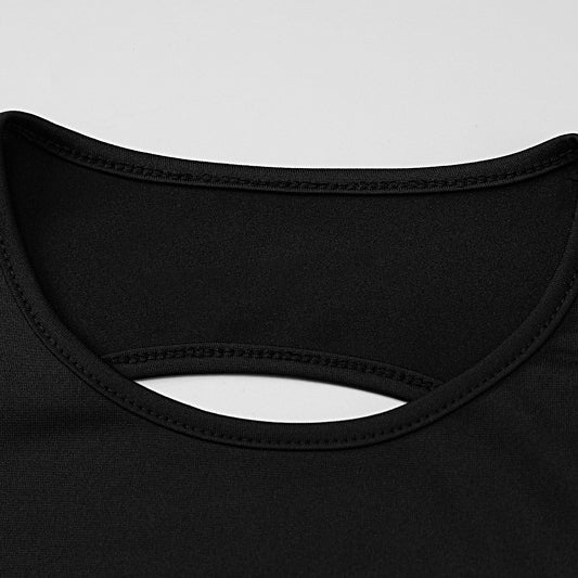 Black fabric neckline with back cutout on Backless Long Sleeves Bell Bottom Pants Slim Fit