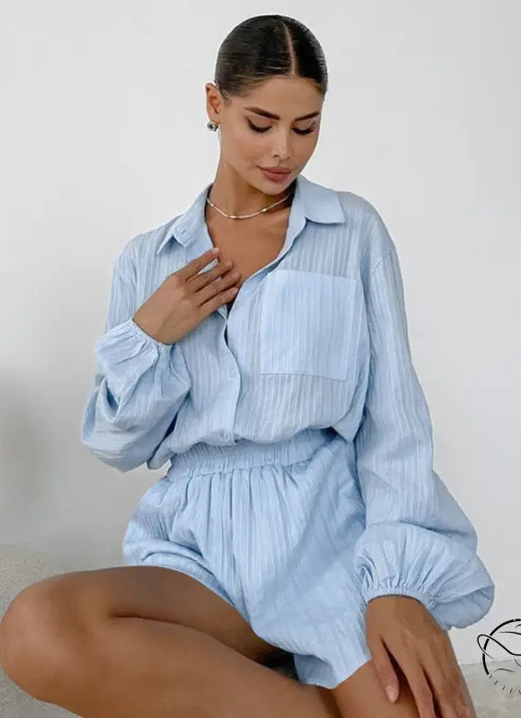 Woman in pure cotton long sleeves home wear two-piece set