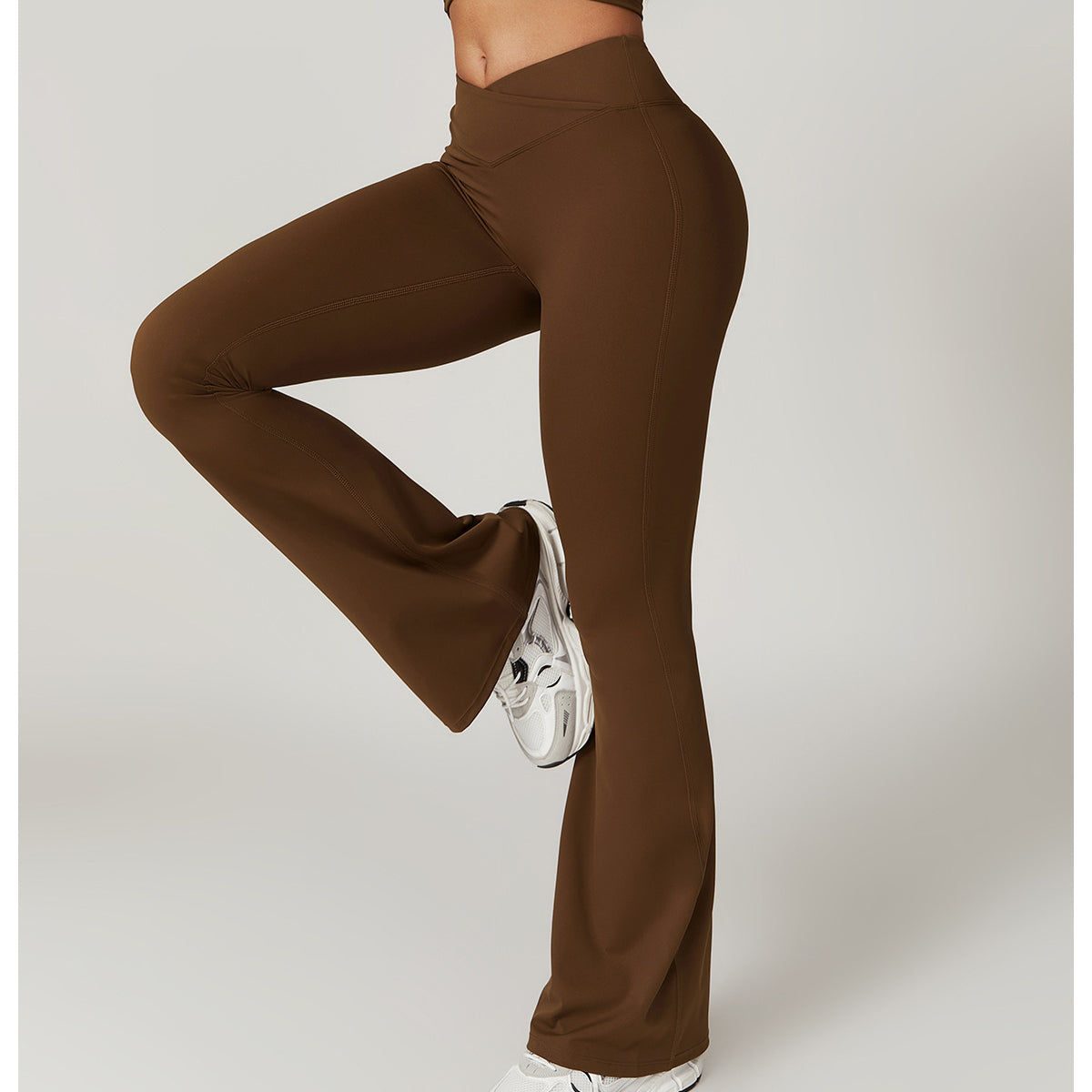 Brown flared yoga pants from Casual Sports Wide Leg Pants for stylish and comfortable fashion