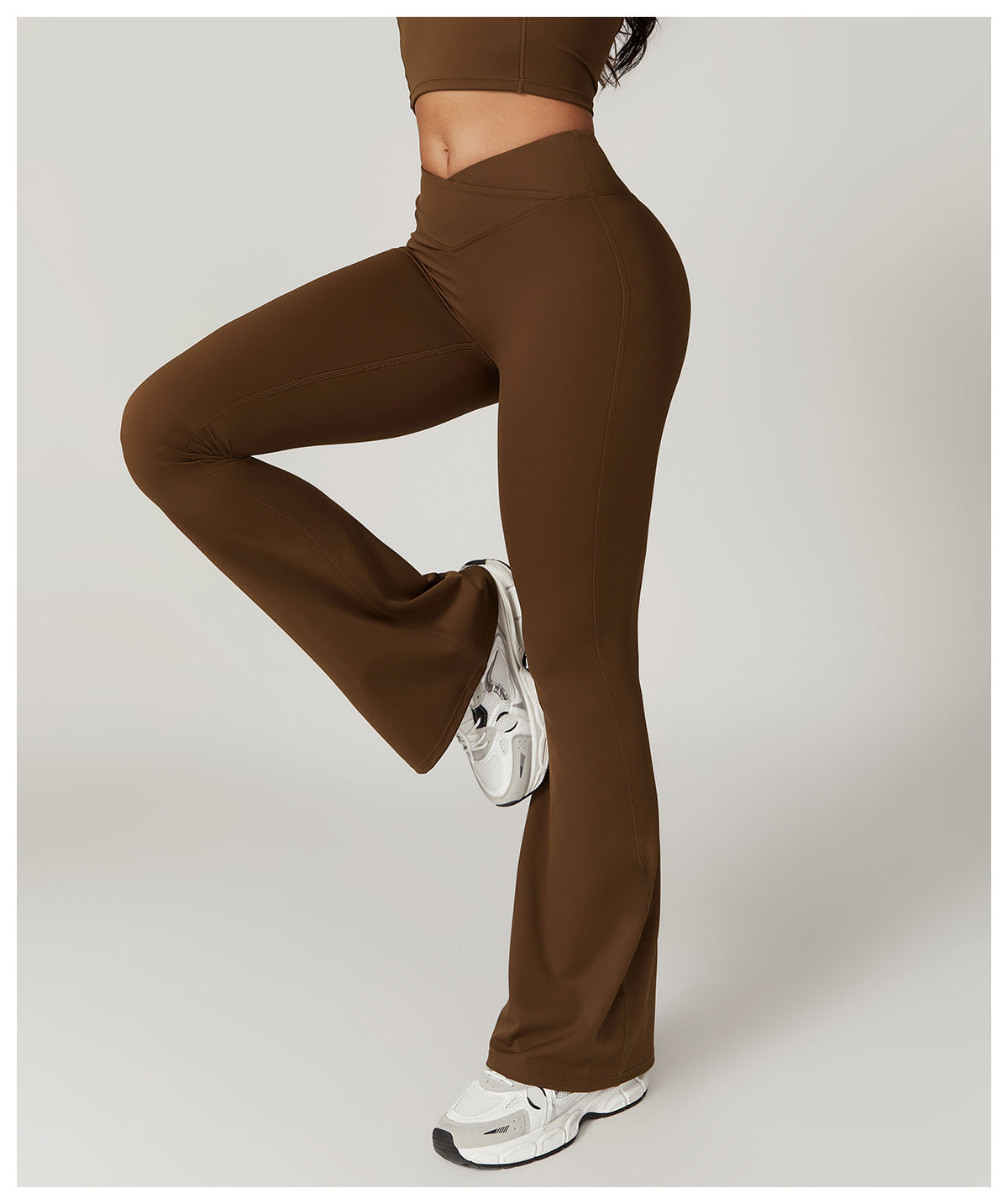 Brown flared yoga pants from Casual Sports Wide Leg Pants for stylish and comfortable fashion