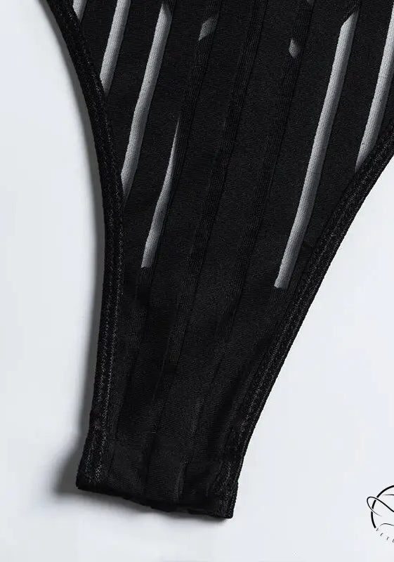 Hollow out Cutout Striped Cross Strap one Piece Lingerie Suit
