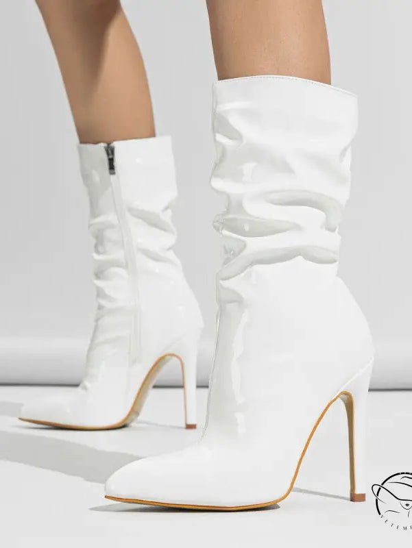 Leather Shoes Short High Heel Riding Boots