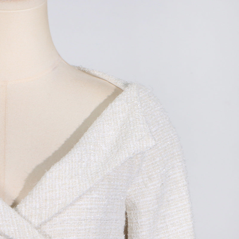Elegant white tweed jacket from Langry fashion, essential ملابس for sophisticated style