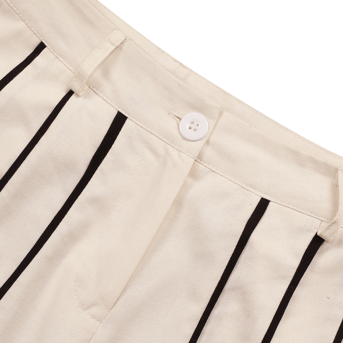 Enchanting langry fashion linen shirt two-piece set with cream-colored striped dress and white button closure