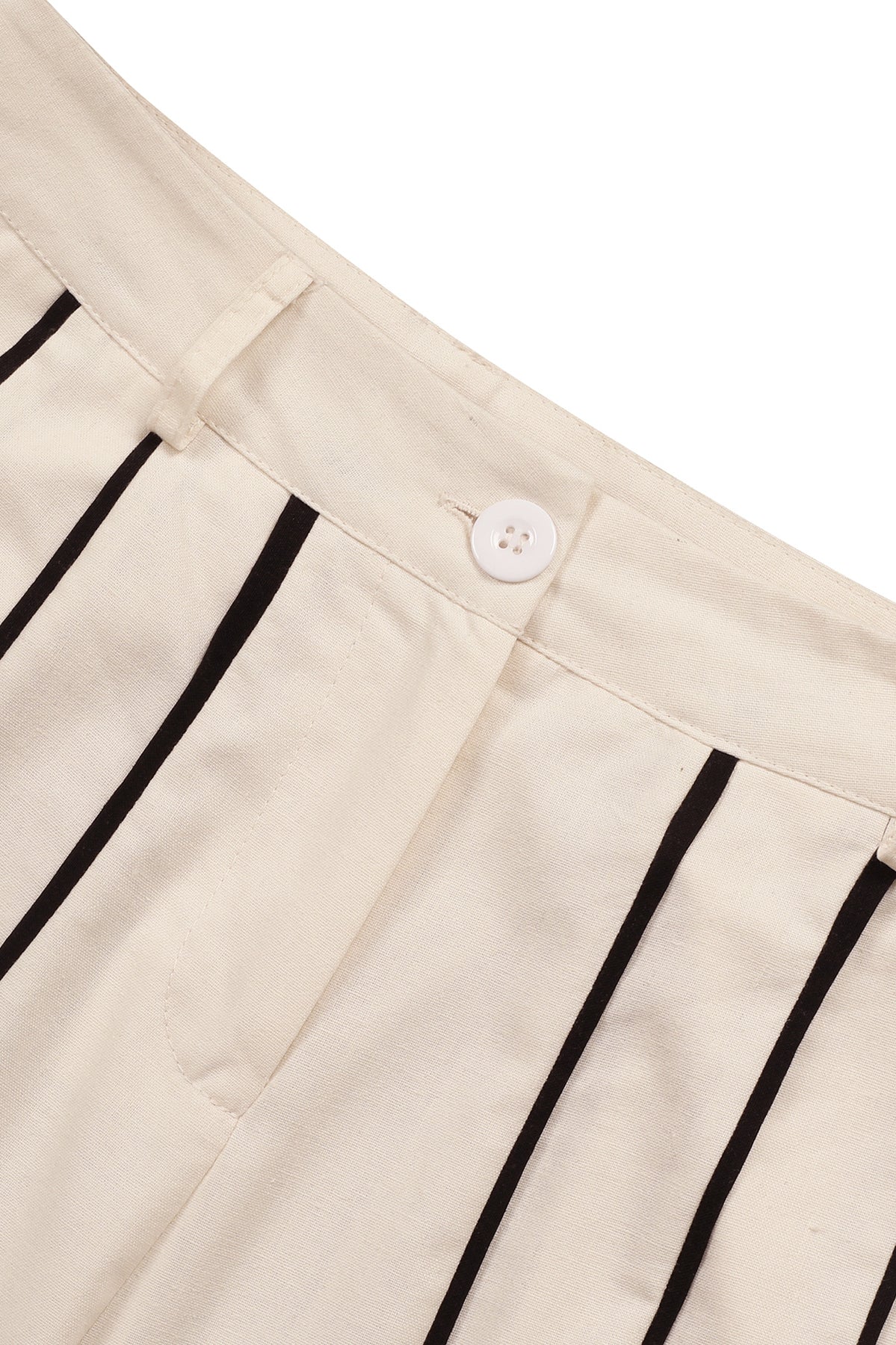 Enchanting langry fashion linen shirt two-piece set with cream-colored striped dress and white button closure