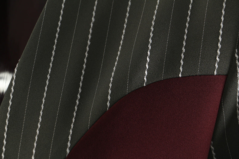 Cozy Red Striped Long Trench Coat