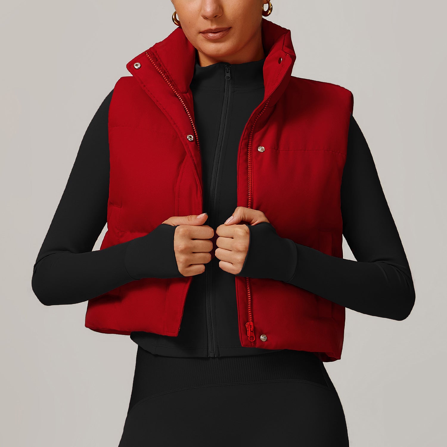 Red puffer vest from Winter Fashionable Warm Vest Coat, perfect for stylish ملابس and langry fashion