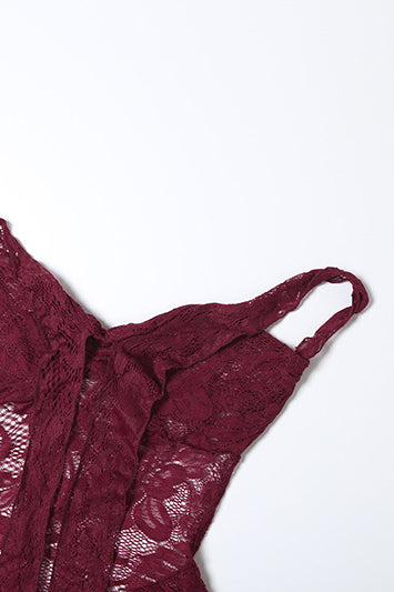 Elegant burgundy lace camisole top in slim fit fashion