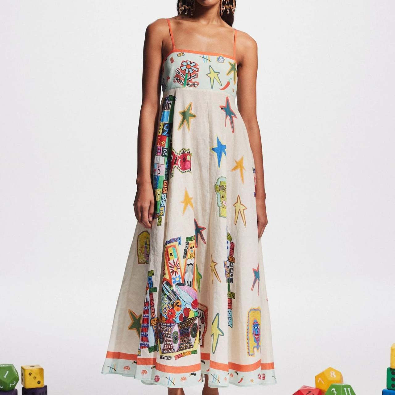 Cute Graffiti Cotton Linen Dress