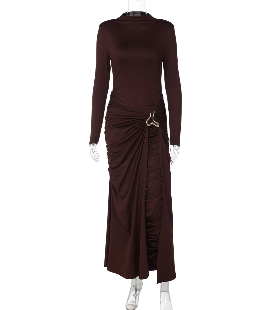 Sleek langry burgundy fashion sheath dress with ruched waist