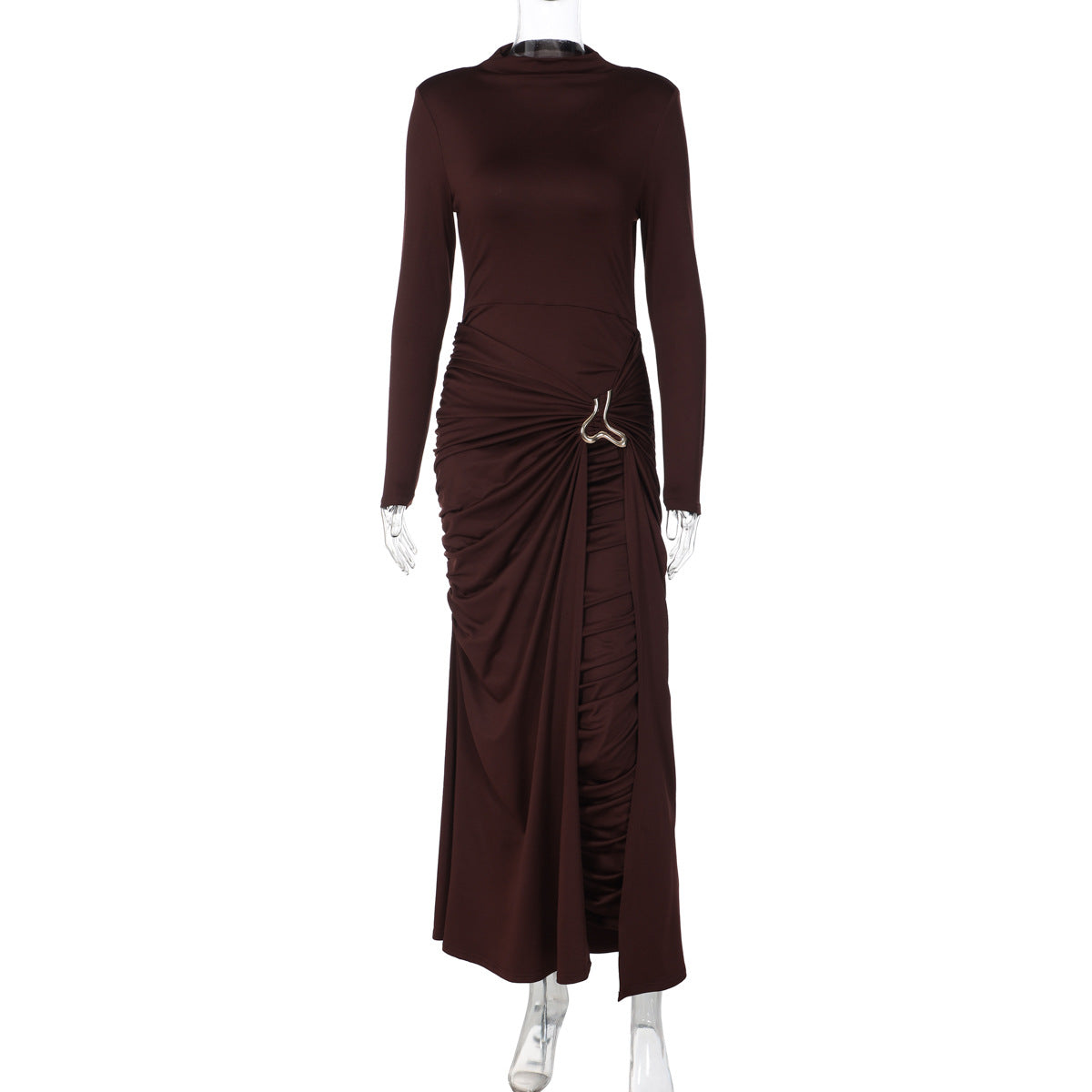 Sleek langry burgundy fashion sheath dress with ruched waist