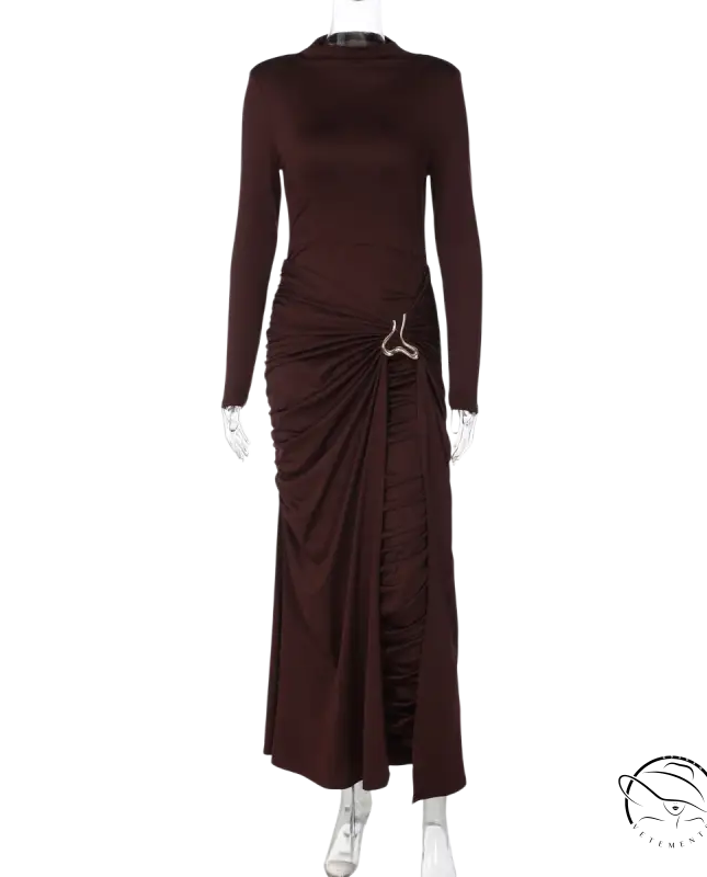 Sleek burgundy langry fashion sheath dress with ruched waist