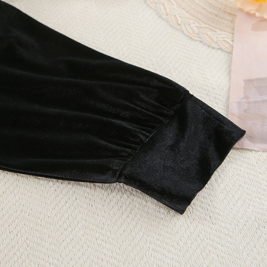 Black velvet sleeve with fitted cuff from Comfortable Cardigan Thermal Pajamas