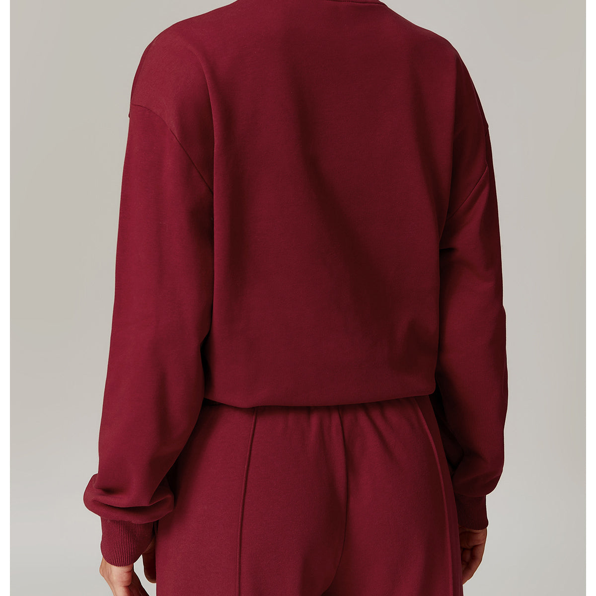 Burgundy lounge set featuring Loose Round Neck Sports Sweater for stylish fashion ملابس