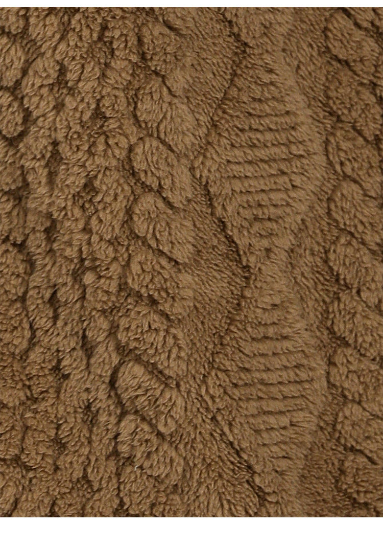 Langry fashion brown faux fur blanket in diamond plaid wool jacket