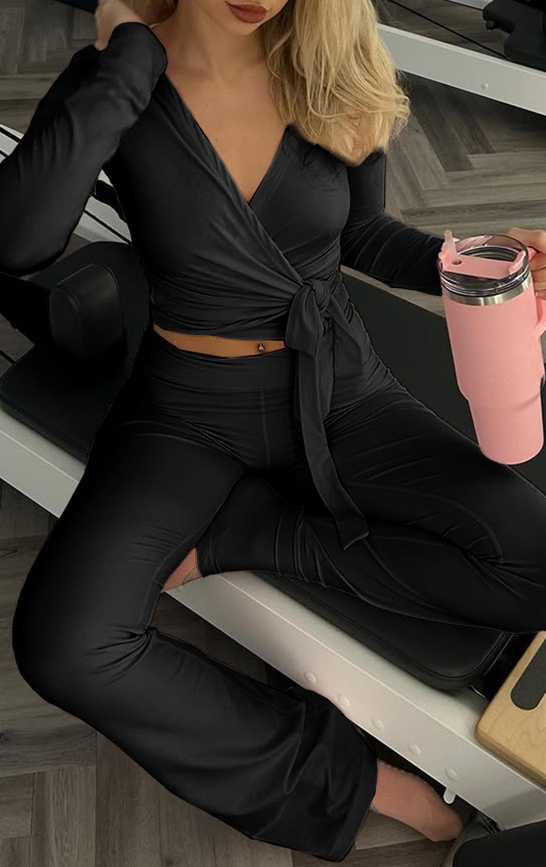 Pink insulated travel mug with silver lid and handle, fashion accessory for langry ملابس