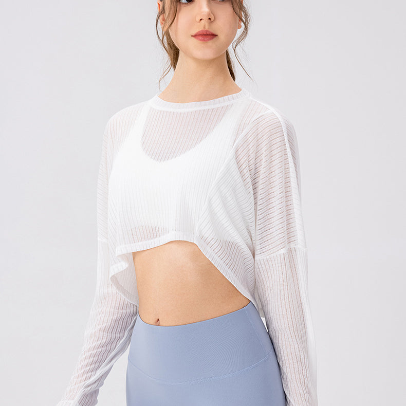 Women Yoga Blouse Long Sleeve Lightweight Breathable Workout Top Loose Outdoor Running Casual Sports