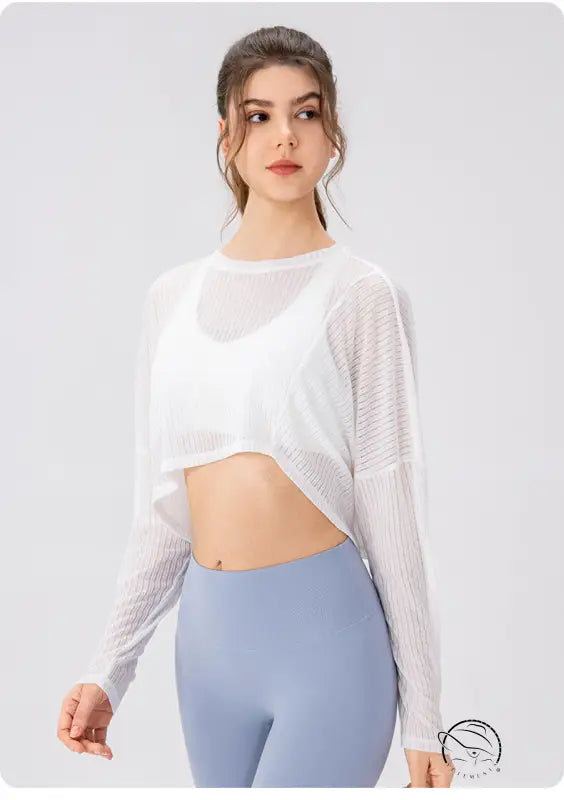 Women Yoga Blouse Long Sleeve Lightweight Breathable Workout Top Loose Outdoor Running Casual Sports