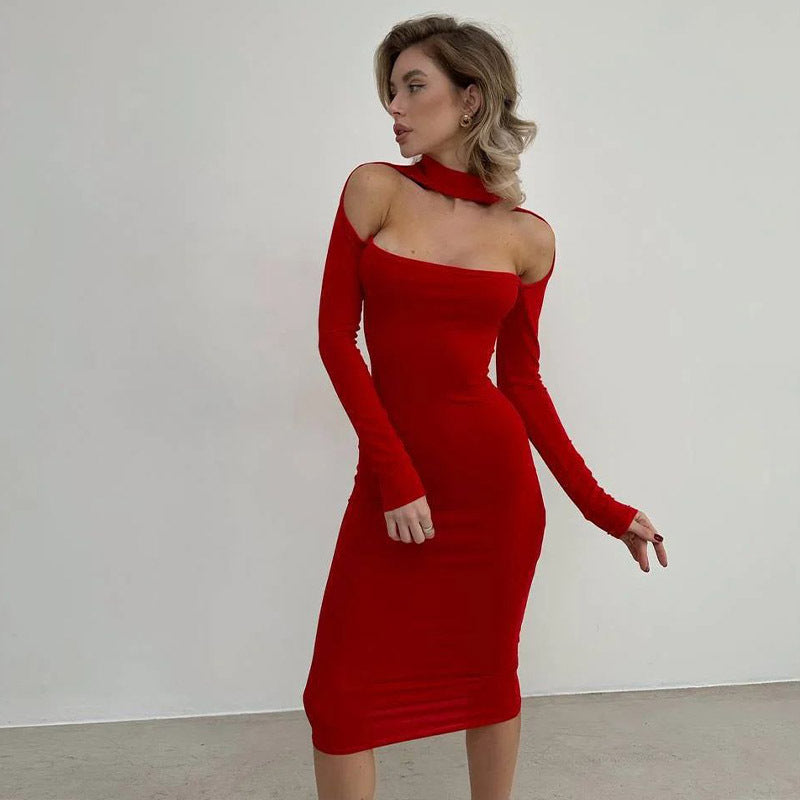 Red long-sleeved midi dress from Beautiful Slim Fit Sheath Dress, stylish ملابس for any occasion