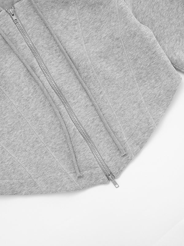 Cozy heather gray quilted zip-up hoodie from Langry fashion ملابس