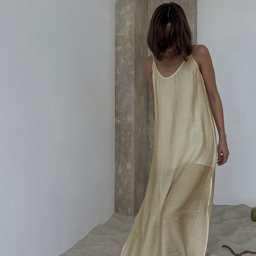 Cream-colored langry fashion maxi dress for comfortable daily pajamas