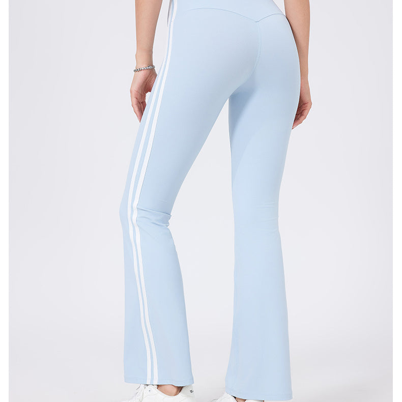 High Waist Yoga Pants Running Sports Peach Hip Raise Fitness Nude Feel Stretch Flared