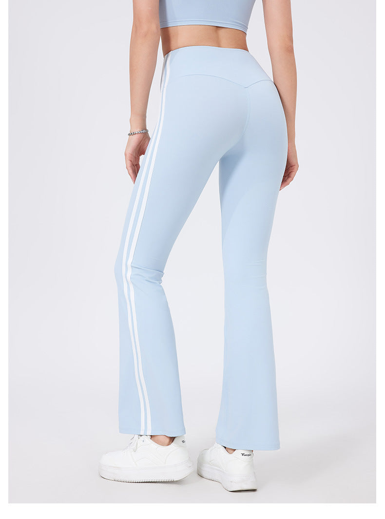 High Waist Yoga Pants Running Sports Peach Hip Raise Fitness Nude Feel Stretch Flared
