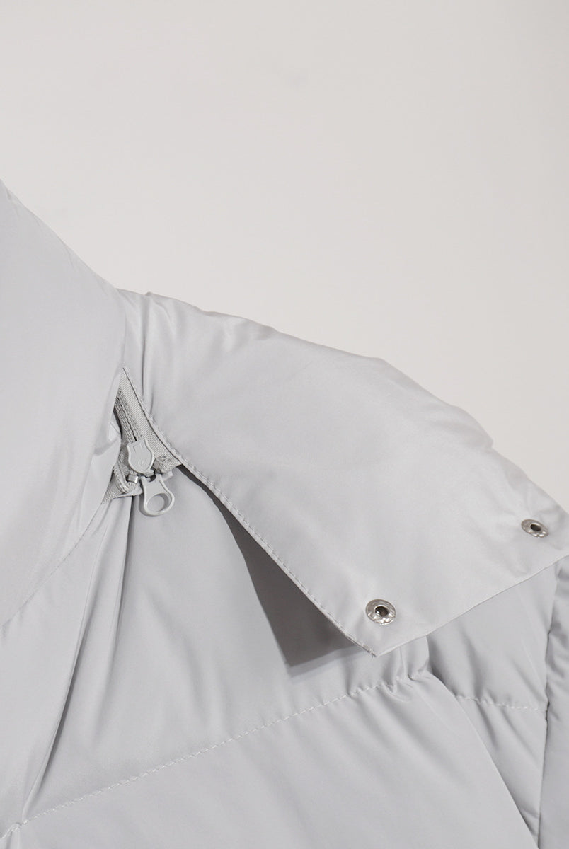 Gray puffer jacket collar on a Cotton Coat Jacket, perfect for fashionable winter ملابس