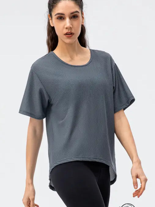 Breathable Round Neck t Shirt Running Casual Workout Top