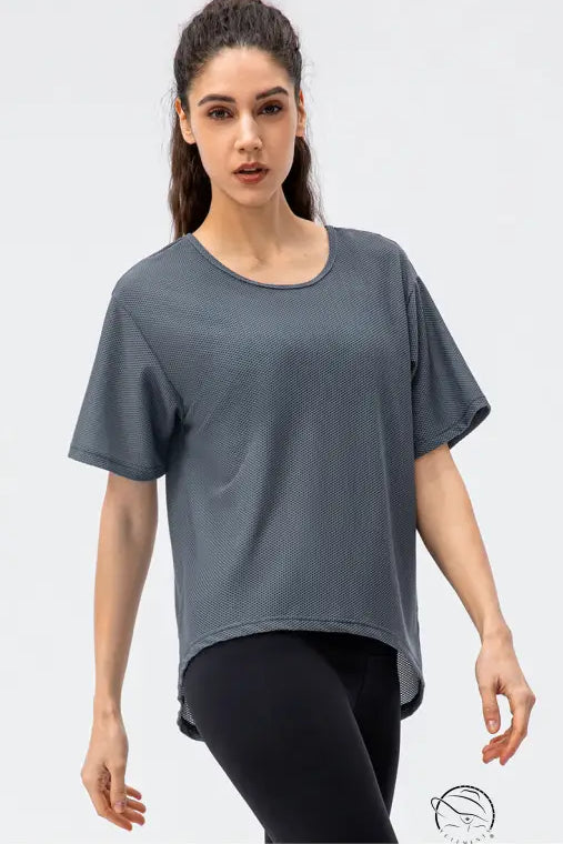 Breathable Round Neck t Shirt Running Casual Workout Top
