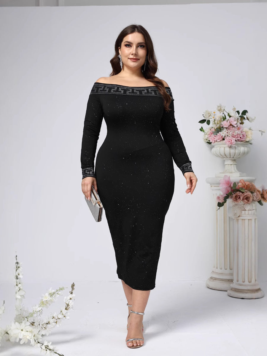 Elegant Sheath Pencil Long Sleeve Maxi Dress