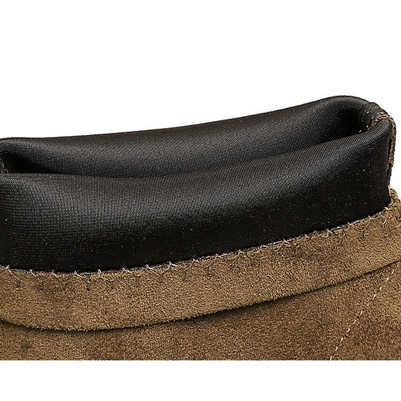 Langry French Classic Retro Suede Skinny Boots in brown with black rubber sole