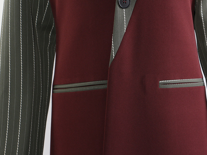 Cozy Red Striped Long Trench Coat