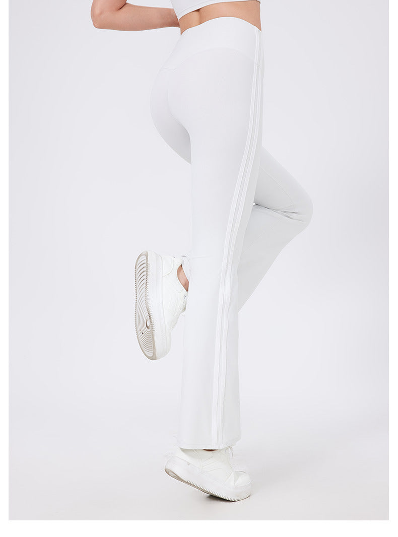 High Waist Yoga Pants Running Sports Peach Hip Raise Fitness Nude Feel Stretch Flared