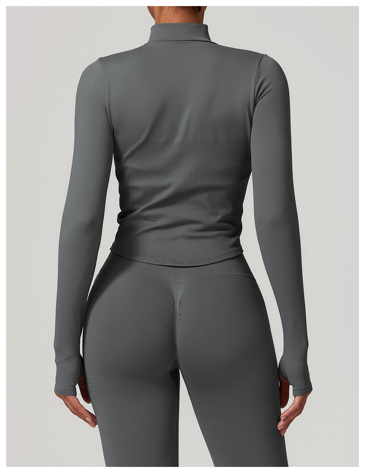 Stand Collar Long Sleeve Zipper Yoga Jacket Women Tight Quick Drying Clothes Outdoor Fitness Sports Top