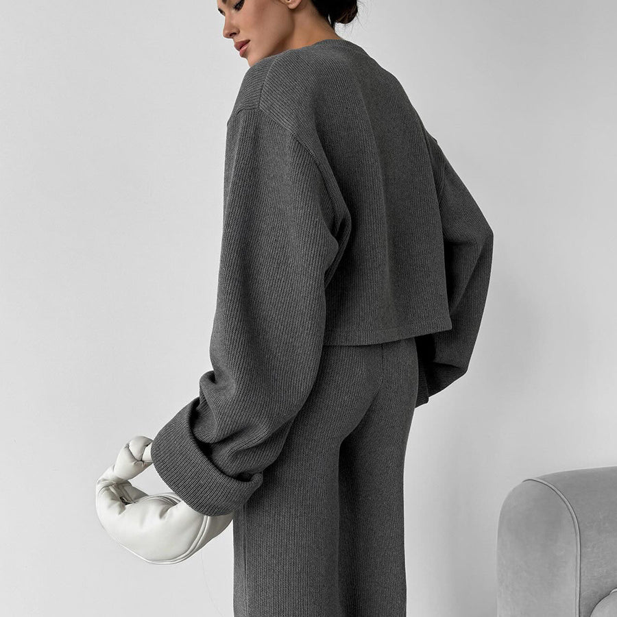 Charcoal gray textured langry sweater in enchanting fashion style