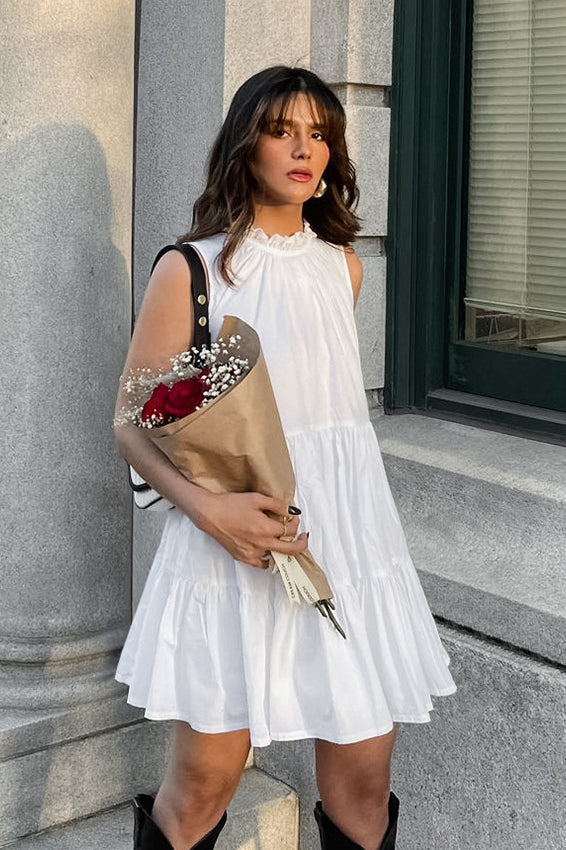 All Match White Elegant Loose Short Dress