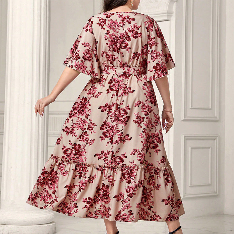 Elegant floral print maxi dress from Summer Elegant Dress, perfect for fashionable ملابس