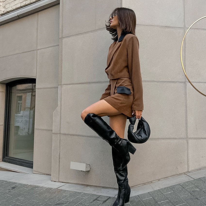 High Sense Casual Short Skirt Two Piece Sets