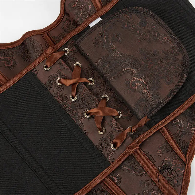 Dark brown tube top halter with brown and black corset ribbon lacing