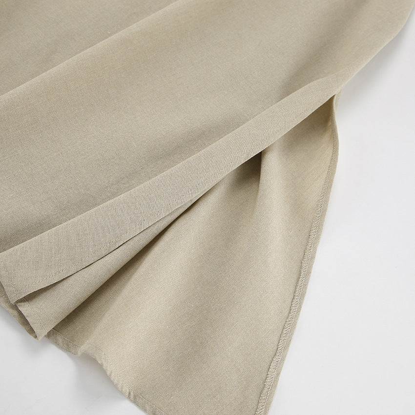 Summer Cotton Linen Sleeveless Maxi Dress Pajamas Two Piece Set Loose Casual Ladies Homewear