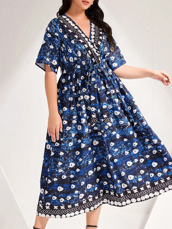 Blue and white patterned midi dress from Beautiful Blue Printed Tied Dress collection