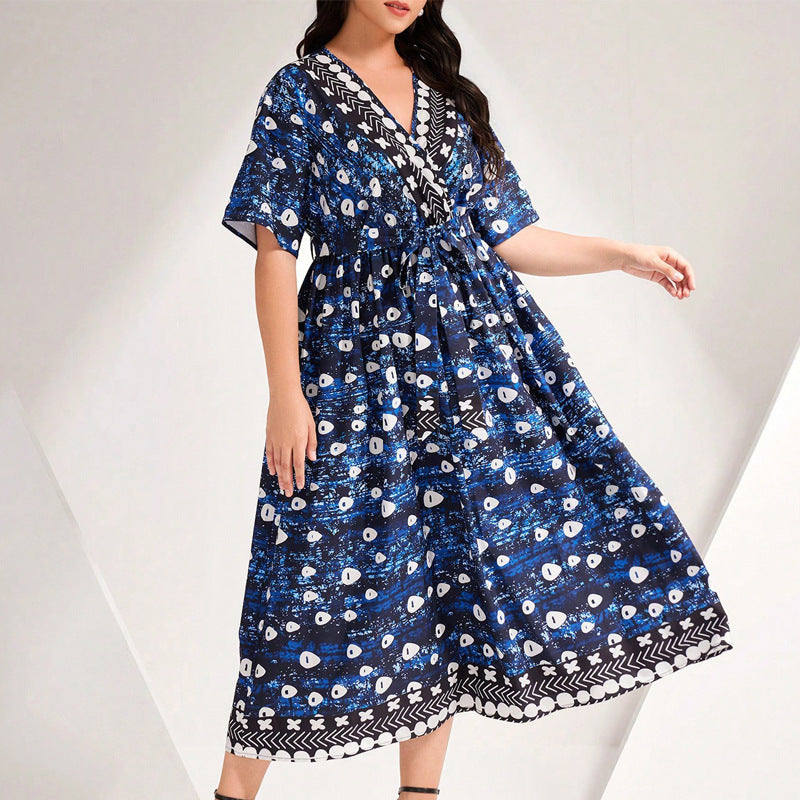 Blue and white patterned midi dress from Beautiful Blue Printed Tied Dress collection