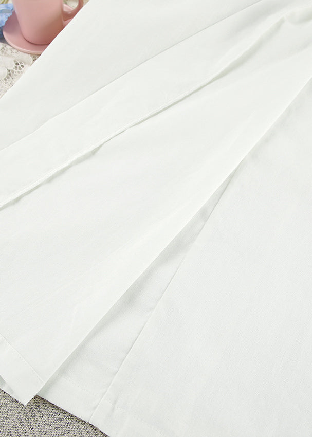 White cotton langry fashion nightgown with smooth texture and neat stitching