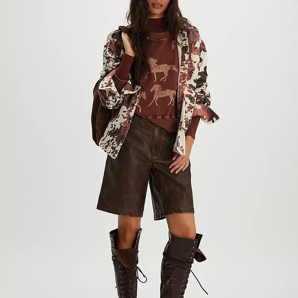 Winter Printing Loose Casual Top All Matching Hoodie